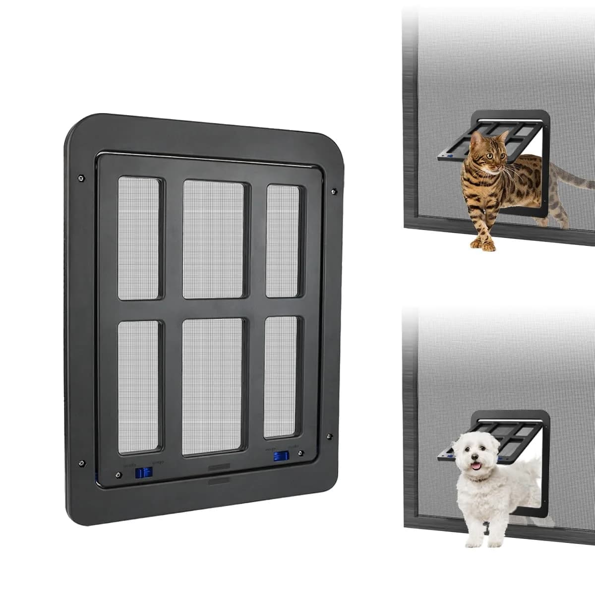 NAMSAN Small Cat Screen Door with Magnetic Flap & Lock - 8.25x10.4 Inch Flap, Black | Secure Pet Access for Screen Doors — 8.3 x 10.3 Inch (Black)