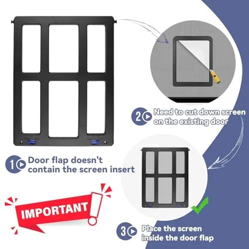 NAMSAN Black Pet Door for Sliding Doors 25.7cm (10.2in) x 31.9cm (12.6in) | Magnetic Closure Screen Door for Cats and Small Dogs thumbnail 4