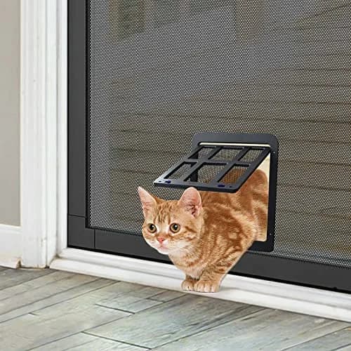 NAMSAN Black Pet Door for Sliding Doors 25.7cm (10.2in) x 31.9cm (12.6in) | Magnetic Closure Screen Door for Cats and Small Dogs thumbnail 8