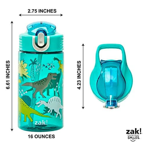 Zak Designs Dinosaur 16oz Leak-Proof Kids Water Bottle, Plastic | BPA-Free, Durable & Fun thumbnail 6