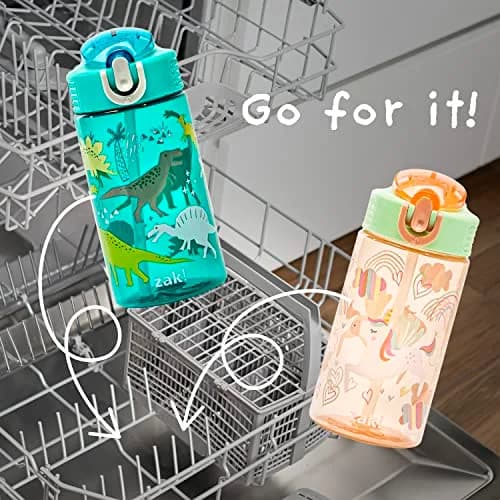 Zak Designs Dinosaur 16oz Leak-Proof Kids Water Bottle, Plastic | BPA-Free, Durable & Fun thumbnail 8
