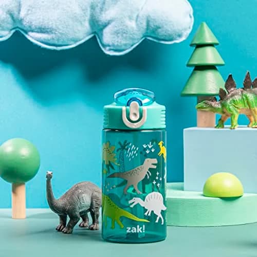 Zak Designs Dinosaur 16oz Leak-Proof Kids Water Bottle, Plastic | BPA-Free, Durable & Fun thumbnail 3