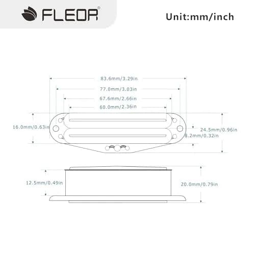 FLEOR Hot Dual Rail Humbucker Single-Coil-Sized Guitar Humbucker Pickup 12-13K | Low Noise, Easy Install, White thumbnail 2