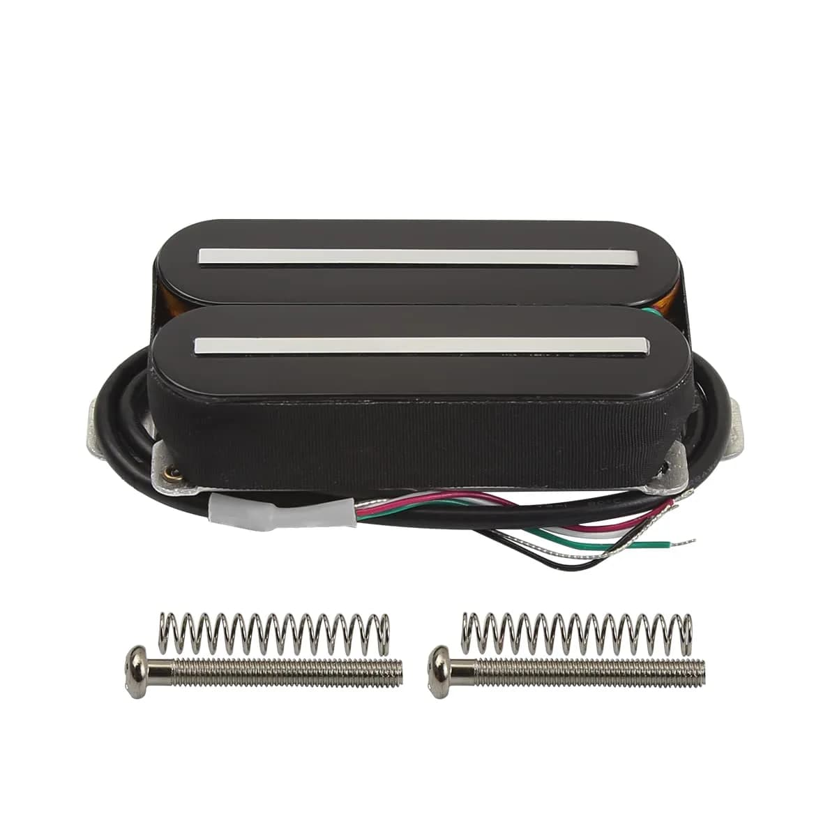 FLEOR Dual Rail Humbucker Pickup Ceramic Black | Electric Guitar Neck Pickup with 57mm Steel Rail — Black, 7-8K