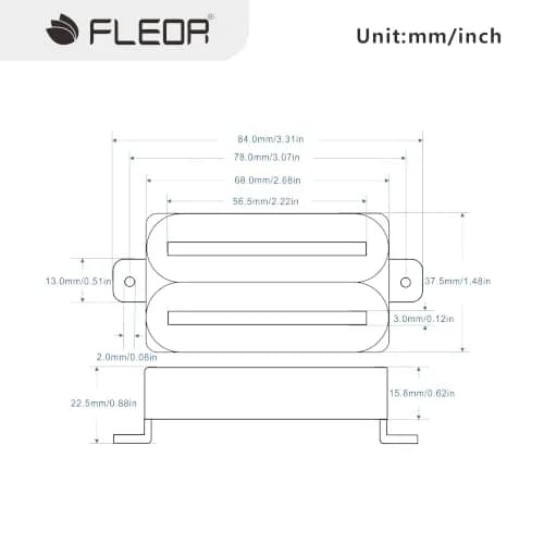 FLEOR Neck Humbucker Pickup Ceramic White | Dual Rail, 7-8K Resistance thumbnail 5