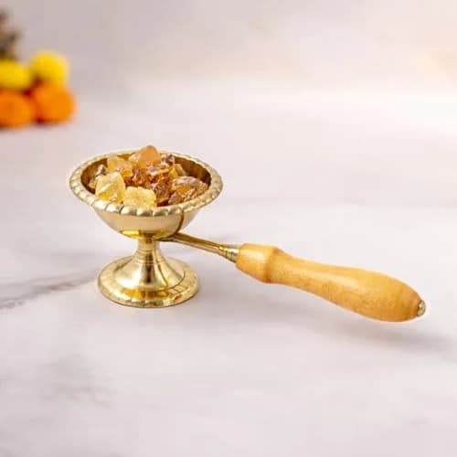 Spillbox Brass Kapoor | Karpoor Diya Deepam Burner for Dhoop Puja | 14.1 cm | Golden thumbnail 7
