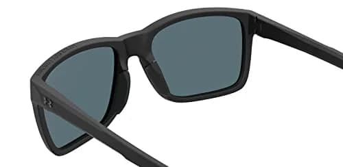 Under Armour UA Hustle Rectangular Sunglasses | Shiny Black Frame, Tuned Blue-Green Lenses, 58mm Lens Width thumbnail 3