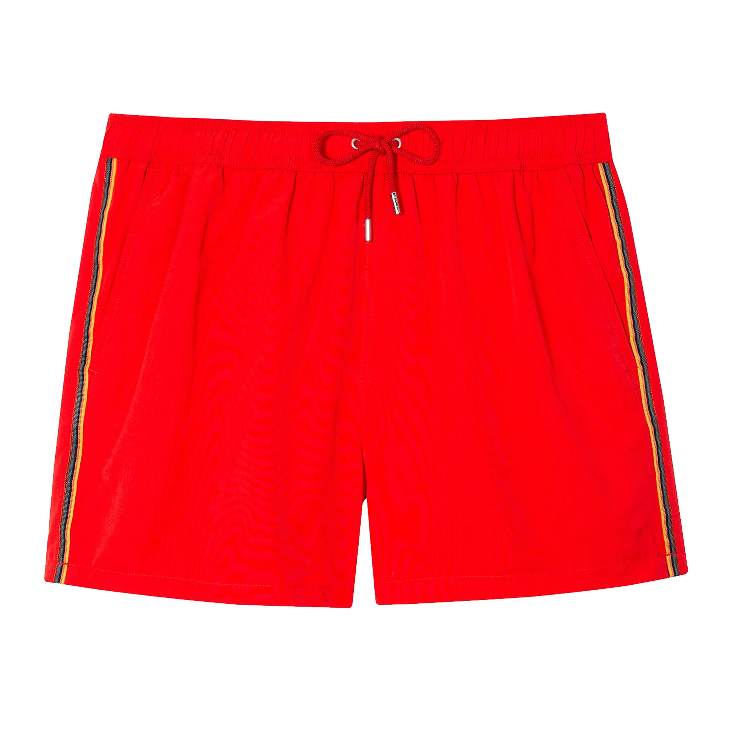 Paul Smith Signature Stripe Swim Trunks, Red, Medium | Lightweight, Recycled Polyester, Mid Rise — Red