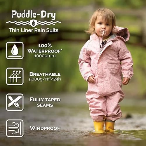 JAN & JUL Puddle-Dry Rain Play Suit Toddler 2T (10000mm Waterproof, 5000g Breathable) | Lightweight Coverall for Indian Monsoons thumbnail 4