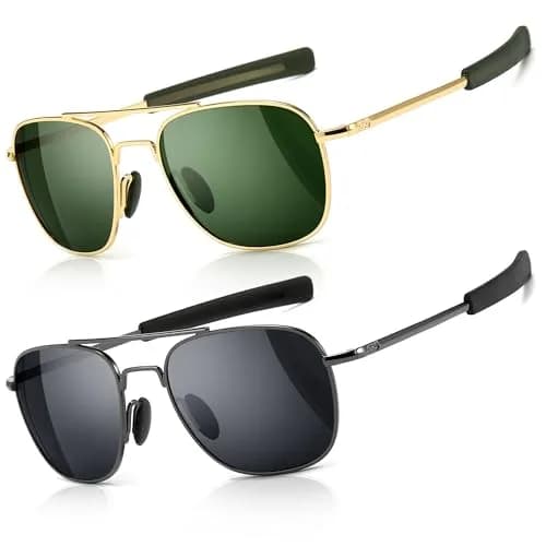 SUNGAIT Men's Military Style Polarized Pilot Aviator Sunglasses Bayonet Temples 55mm | HD Polarized Lens thumbnail 1