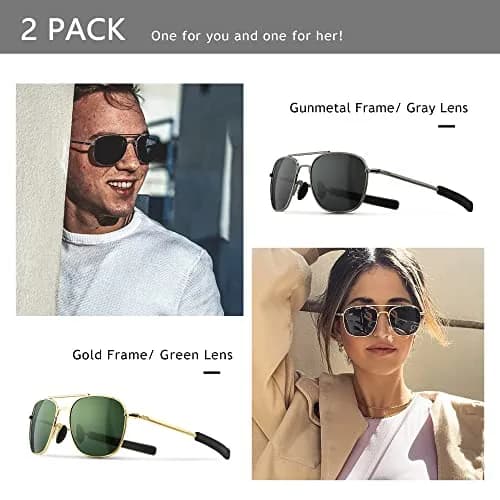 SUNGAIT Men's Military Style Polarized Pilot Aviator Sunglasses Bayonet Temples 55mm | HD Polarized Lens thumbnail 3