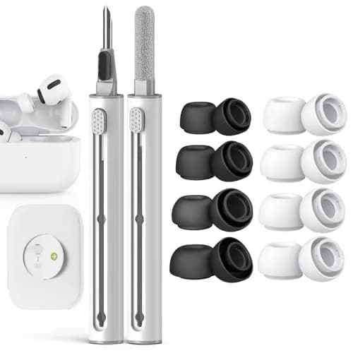 Pohgelan Replacement Ear Tips for AirPods Pro 2nd/1st Gen (XS/S/M/L) Black+White | Noise Reduction Holes & Dust Guard Screen thumbnail 1