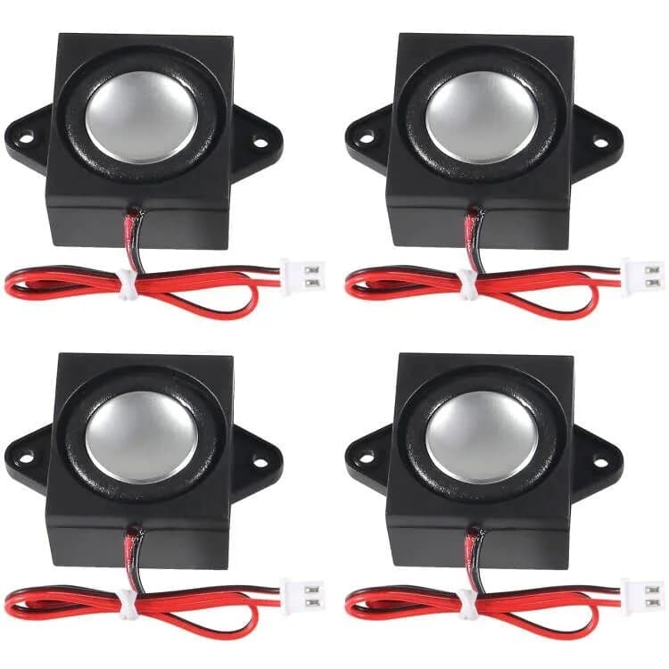 DWEII 4PCS 3 Watt 8 Ohm Mini Speakers | 31mm x 28mm x 15mm, 3.3V/5V Selectable Interface — 3W 4Ohm