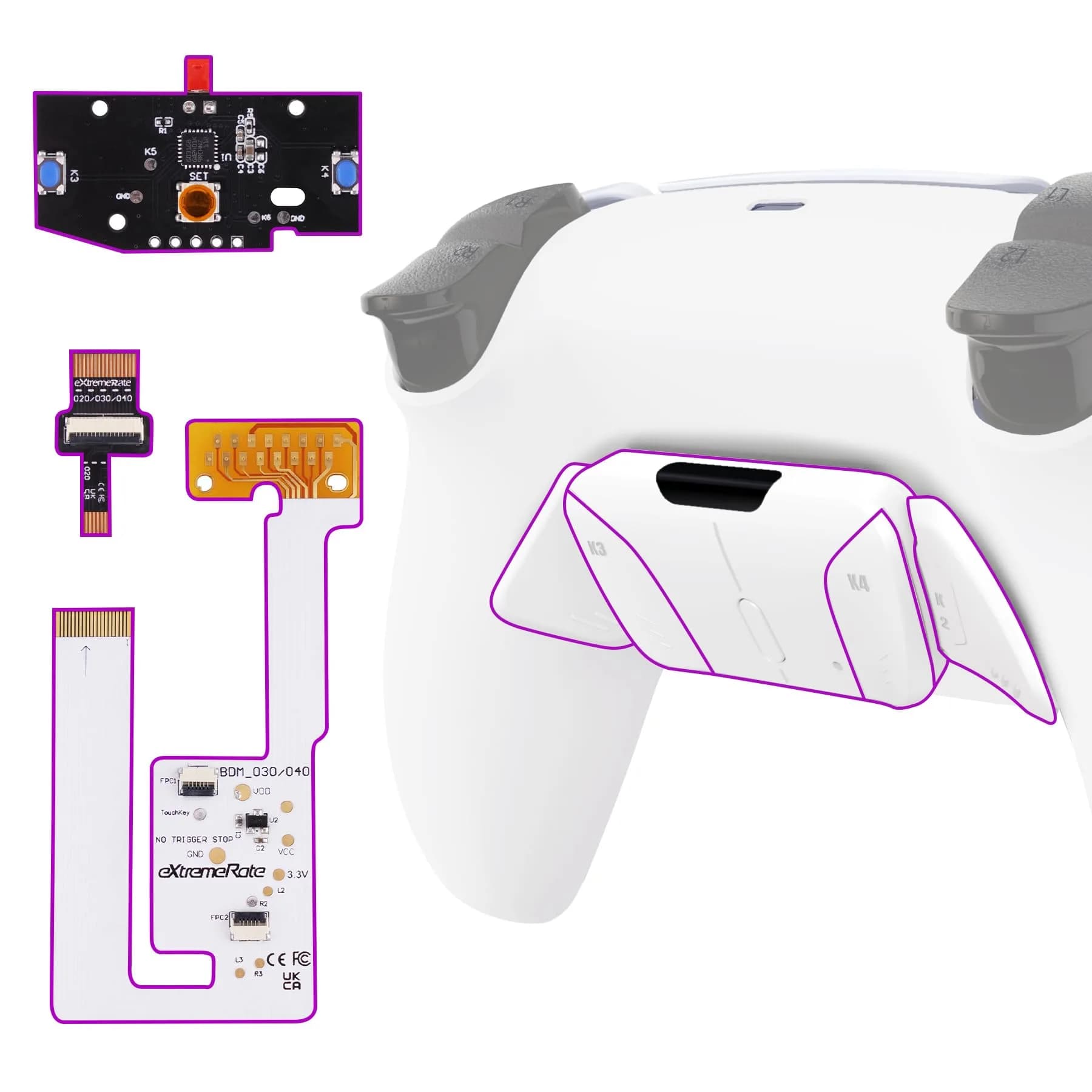 eXtremeRate Back Paddles Programable RISE4 V4 Remap Kit for PS5 Controller BDM-030 040 050 060 | 4 Back Buttons for e-Sport