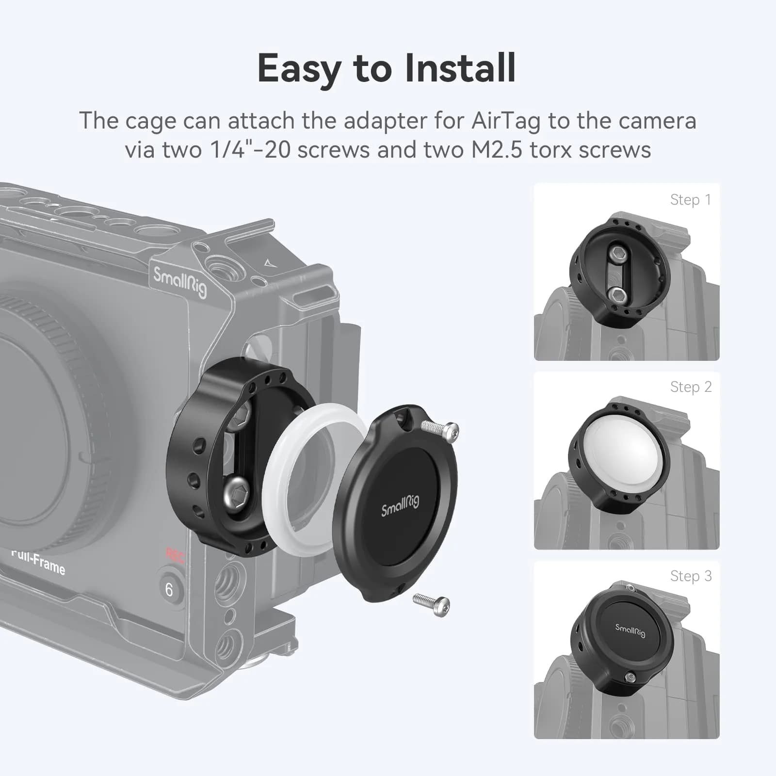 SMALLRIG Cage for AirTag MD4149 with Dual 1/4"-20 Screw | Secure Camera Tracking Mount - view 2