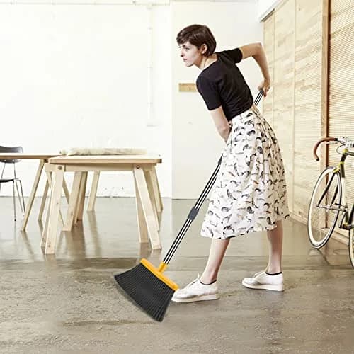 kelamayi Upgrade Broom and Dustpan Set with Extendable Handle, Self-Cleaning Dustpan Teeth, Indoor/Outdoor Use (Gray&Yellow, 1.23 kg) thumbnail 5