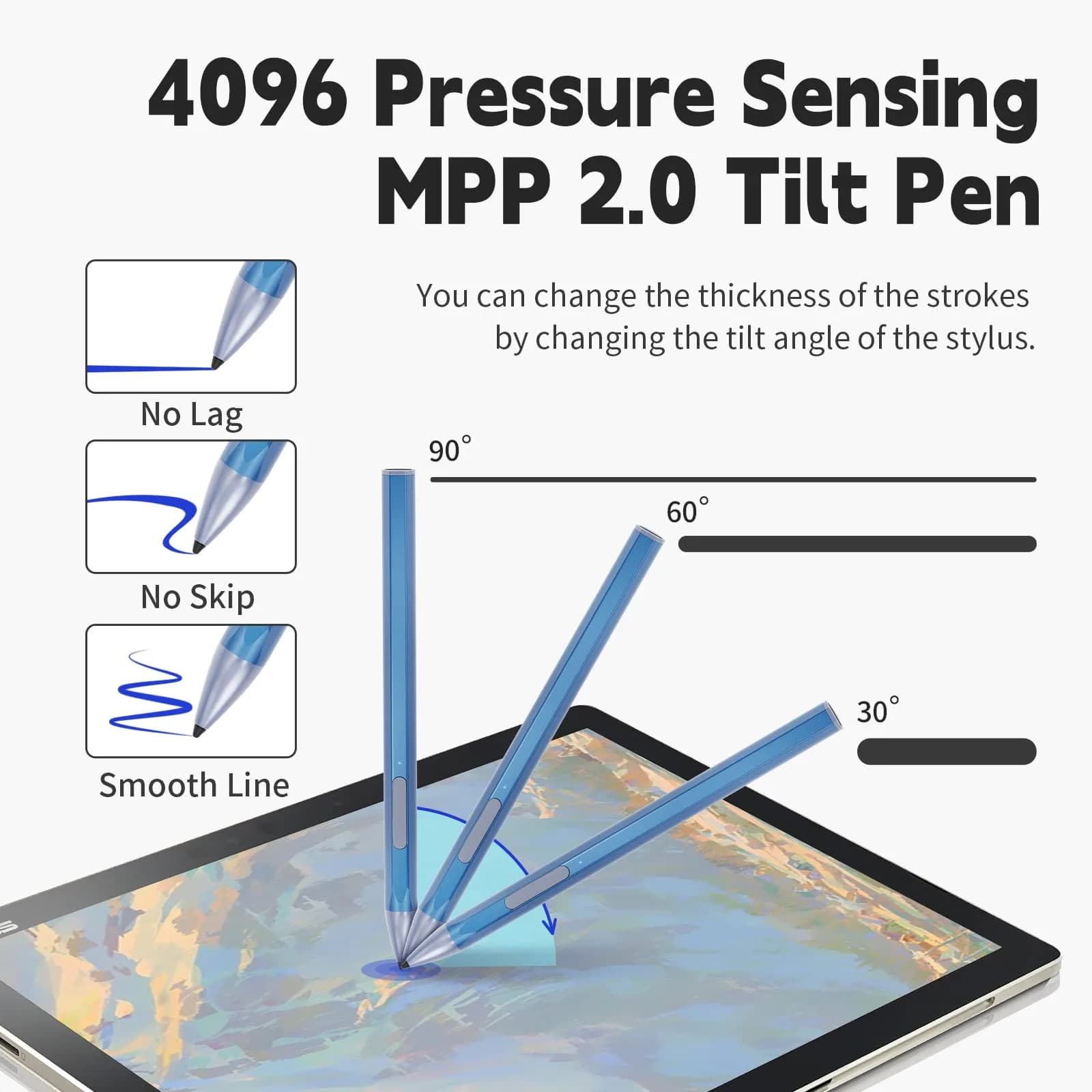SSS·GRGB Rechargeable Stylus Pen for HP Laptops - Blue U-shaped - view 3