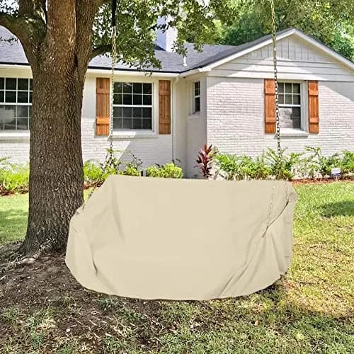 YHINGG 63" x 28" x (32-24)" Beige 600D Oxford Swing Cover | All-Weather Outdoor Furniture Protection thumbnail 5