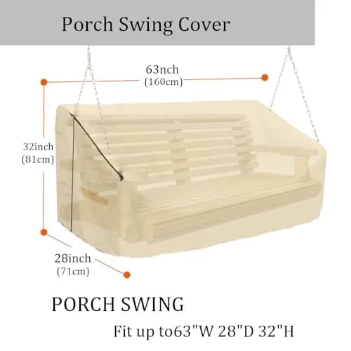 YHINGG 63" x 28" x (32-24)" Beige 600D Oxford Swing Cover | All-Weather Outdoor Furniture Protection thumbnail 2