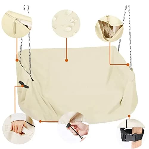 YHINGG 63" x 28" x (32-24)" Beige 600D Oxford Swing Cover | All-Weather Outdoor Furniture Protection thumbnail 3