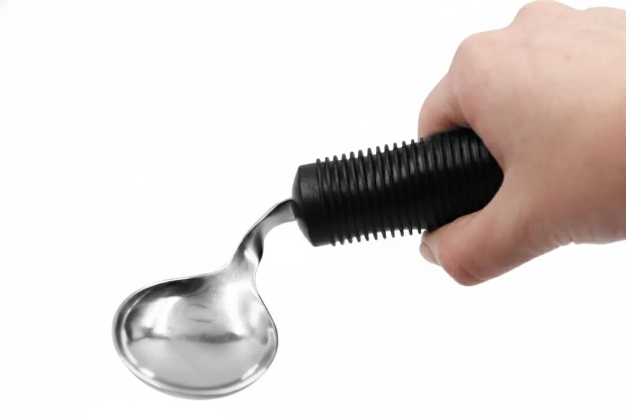 KMINA Adaptive Spoon for Arthritic Hands & Parkinsons | Bendable, Swivel, Non-Slip Handle — Spoon