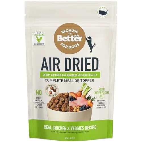 Because It's Better Air-Dried Dog Food, Chicken & Veggies, 1 lb | Slow-baked, grain-free nutrition for all dogs thumbnail 1