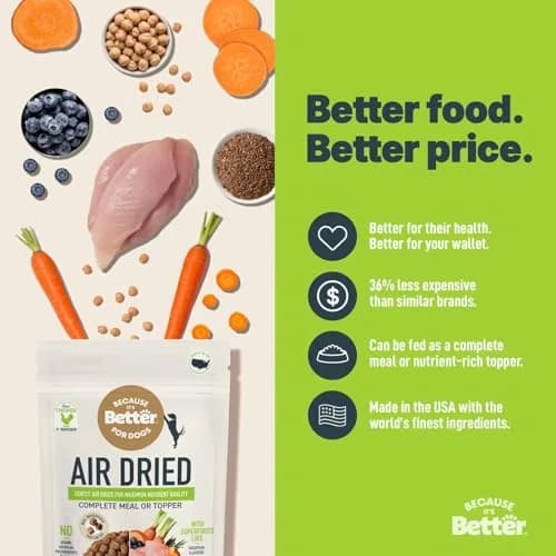 Because It's Better Air-Dried Dog Food, Chicken & Veggies, 1 lb | Slow-baked, grain-free nutrition for all dogs thumbnail 6
