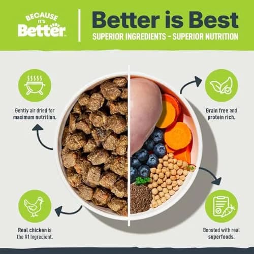 Because It's Better Air-Dried Dog Food, Chicken & Veggies, 1 lb | Slow-baked, grain-free nutrition for all dogs thumbnail 2