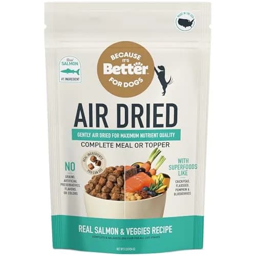 Because It's Better Air-Dried Dog Food, Salmon & Veggies, 1 lb | Supports Healthy Skin & Coat thumbnail 1