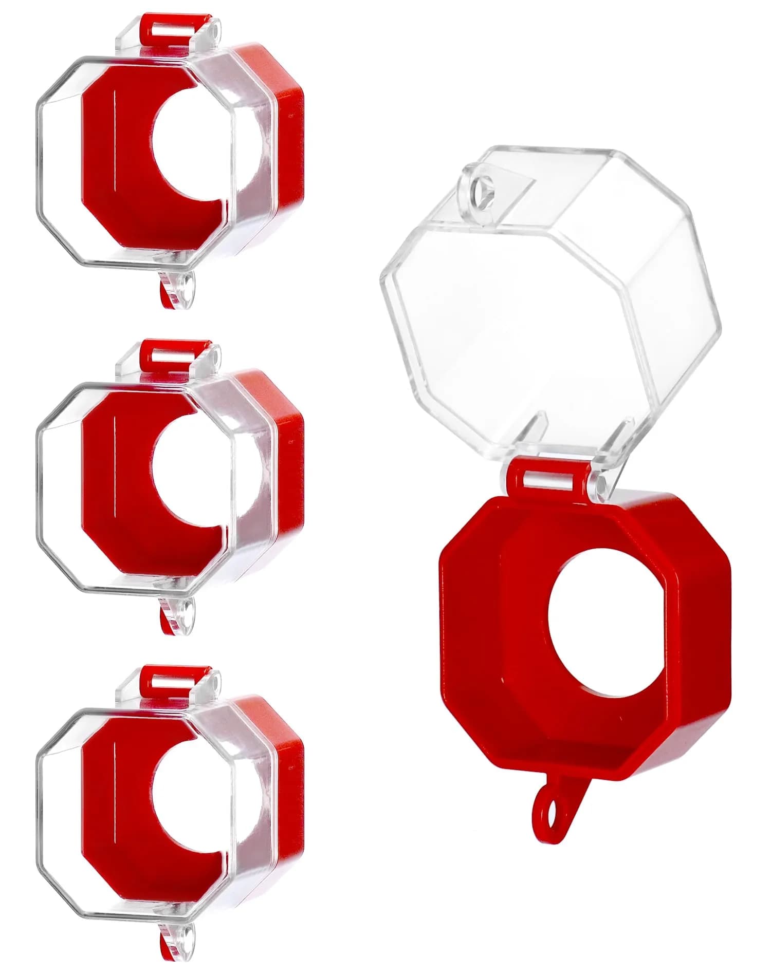 QWORK Emergency Stop Button Cover, 4 Pack Plastic Switch Protector, Impact Dust UV Resistant | Add Safety - main product image