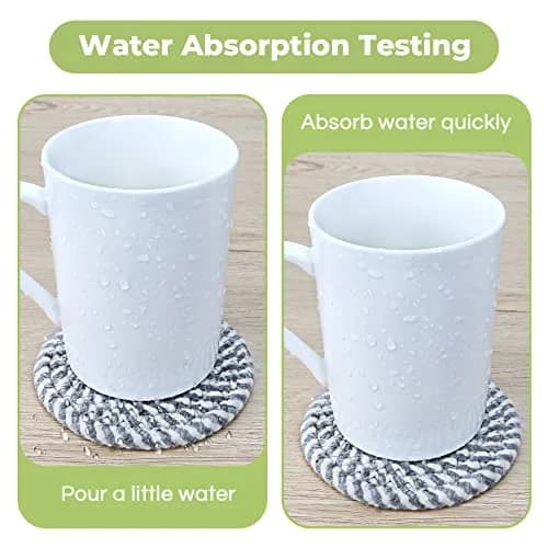Smgmg Absorbent Cotton Coasters for Drinks (8 Pack, 10.9cm / 4.3 inch) | Protects Tables from Heat & Moisture thumbnail 4