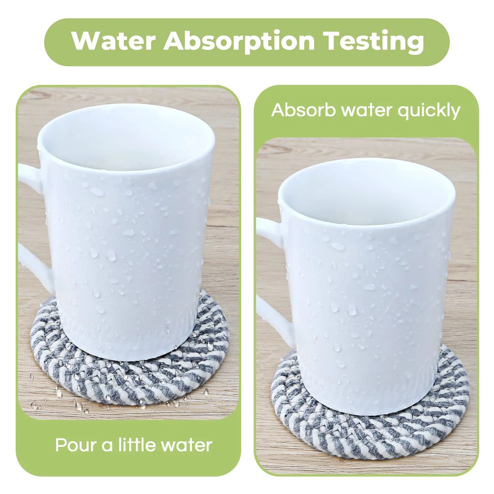 Smgmg Absorbent Cotton Coasters for Drinks (8 Pack, 10.9cm / 4.3 inch) | Protects Tables from Heat & Moisture - view 4