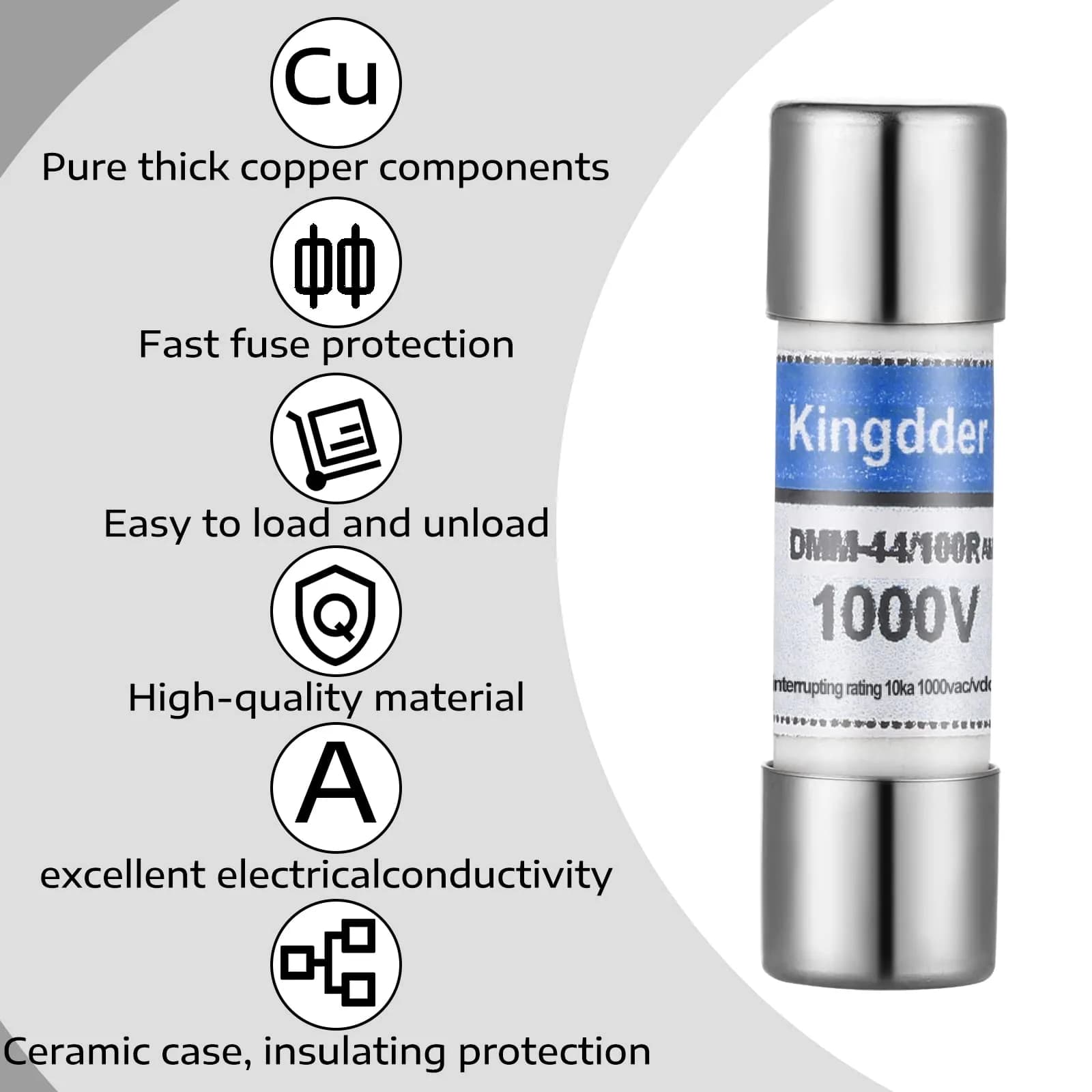Kingdder Digital Multimeter Fuse DMM-44/100 440MA 1000V Fast Acting Replacement Fuse 10 x 35 mm (20 Pcs) - view 3
