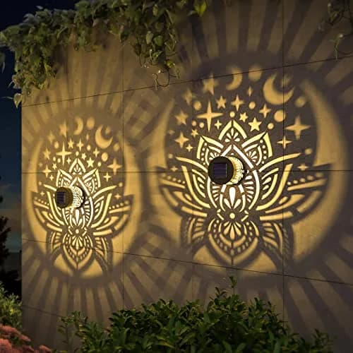 gardencave Lotus Solar Fence Lights 4 Pack Metal Waterproof Outdoor Decor | Decorative Lotus Pattern Lights for Garden Post Patio Backyard Yard thumbnail 1