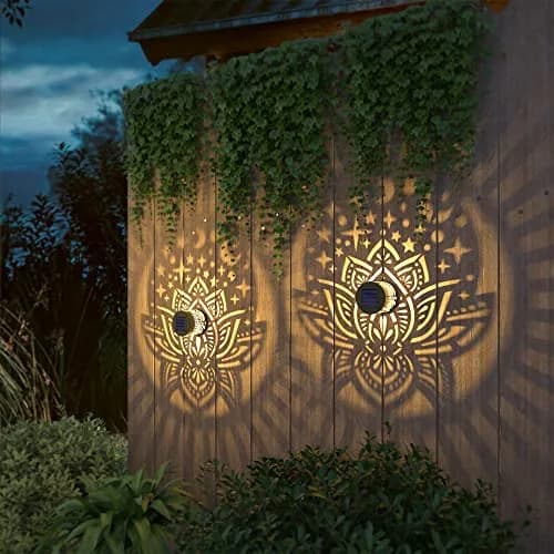 gardencave Lotus Solar Fence Lights 4 Pack Metal Waterproof Outdoor Decor | Decorative Lotus Pattern Lights for Garden Post Patio Backyard Yard thumbnail 7
