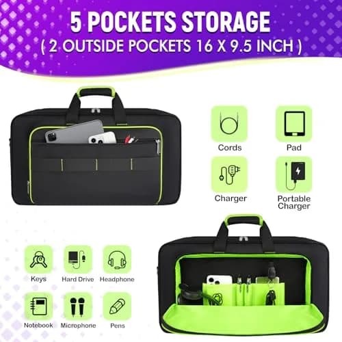SNIGJAT DJ Controller Case for DDJ FLX4/400/REV1 with Laptop Compartment, 53.98cm x 30cm x 6.35cm (21.5"x11.8"x2.5") thumbnail 4