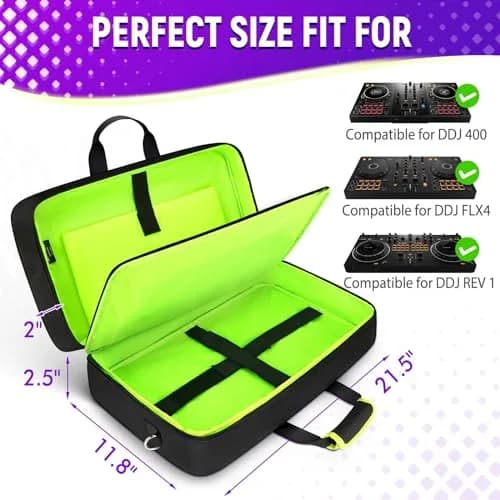SNIGJAT DJ Controller Case for DDJ FLX4/400/REV1 with Laptop Compartment, 53.98cm x 30cm x 6.35cm (21.5"x11.8"x2.5") thumbnail 2