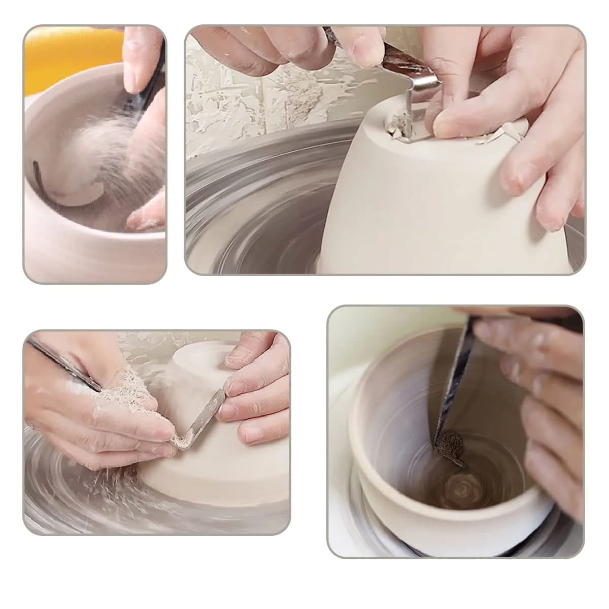 Kukiwhy 4Pcs Pottery Clay Sculpture Carving Tools Set with Rubber Sleeve Handles | Stainless Steel Trimming Knives for Hand-Made Clay Art Craft Modelling - view 6