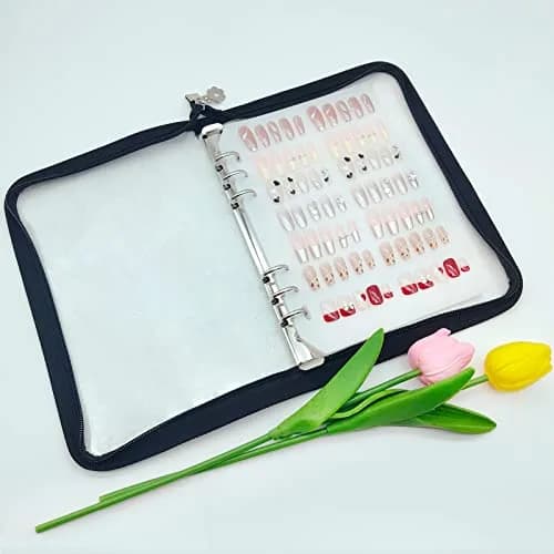 GUXACU Clear Press On Nail Organizer Book with 6 Pages & 60 Tapes | Stores 36-48 Sets thumbnail 1