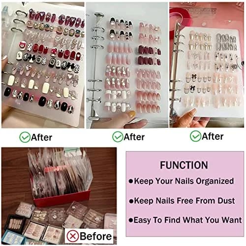 GUXACU Clear Press On Nail Organizer Book with 6 Pages & 60 Tapes | Stores 36-48 Sets thumbnail 7
