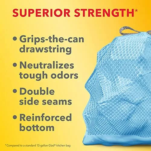 Glad Tall Kitchen Trash Bags 13 Gallon, MaxStrength Beachside Breeze Drawstring, 34 Count | Strong & Scented for Indian Homes thumbnail 6