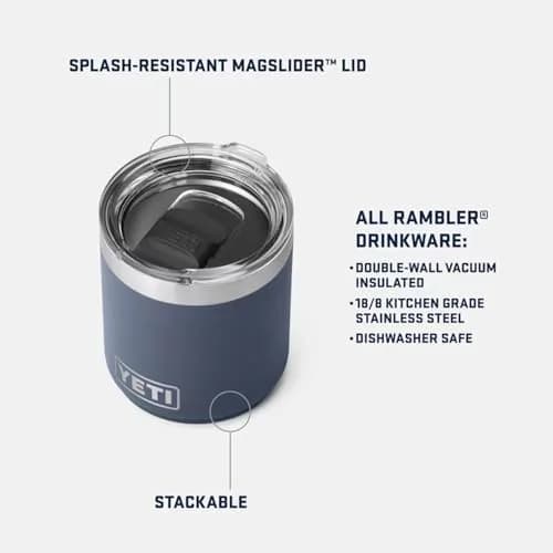 YETI Rambler 10 oz Stackable Lowball 2.0 | Vacuum Insulated Stainless Steel Navy thumbnail 4