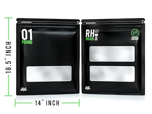 Sweet Decades 1 lb (0.45 kg) Terpene Curing Bags with Humidity Control — 5 Pack, 14" x 18.5" x 6" Gusseted, Heat Sealable thumbnail 4