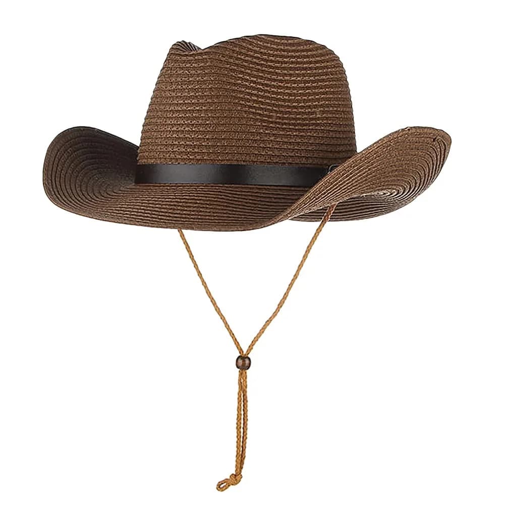 Ibluelover Straw Cowboy Hat for Women Men 58cm (22.8") | Shapeable Wide Brim Fedora Sun Hat