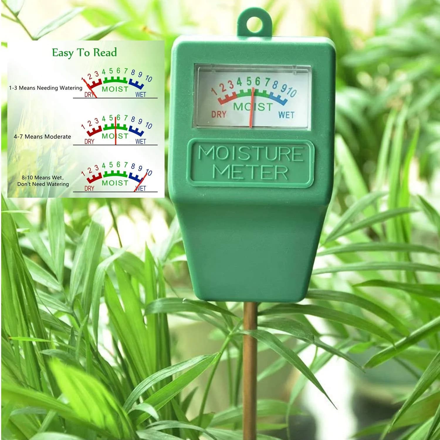 Hathdia Soil Moisture Meter Green | 7.6 inch Probe for Potted Plants, Garden, Farm, Lawn - view 3