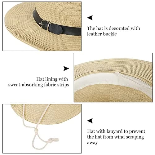Ibluelover Straw Cowboy Hat for Men & Women | 32cm (12.6'') Diameter, Beige thumbnail 3