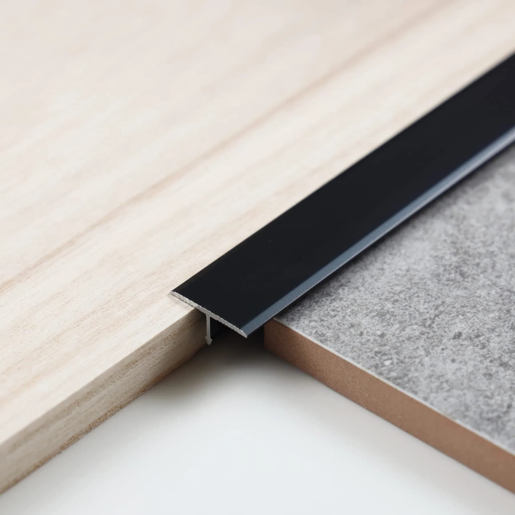 Trimold Aluminum T Molding Floor Transition Strip 2.9Ft Matte Silver | Seamless Floor Gap Bridging — Matte Black / 2.9ft x 0.8in