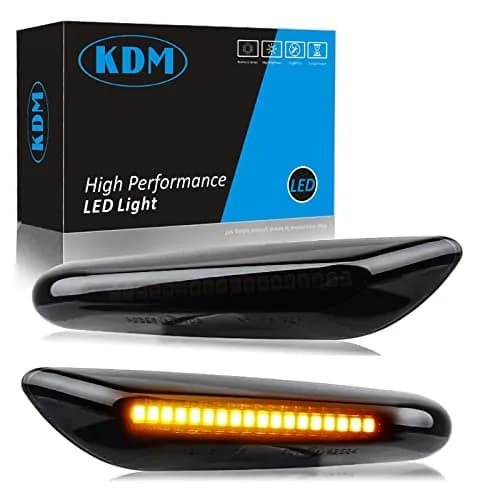 KDM Smoked Lens Amber LED Side Marker Lights Pair for BMW E90 E91 E92 E93 E81 E82 E87 E88 E84 X1 E83 X3 12V thumbnail 1
