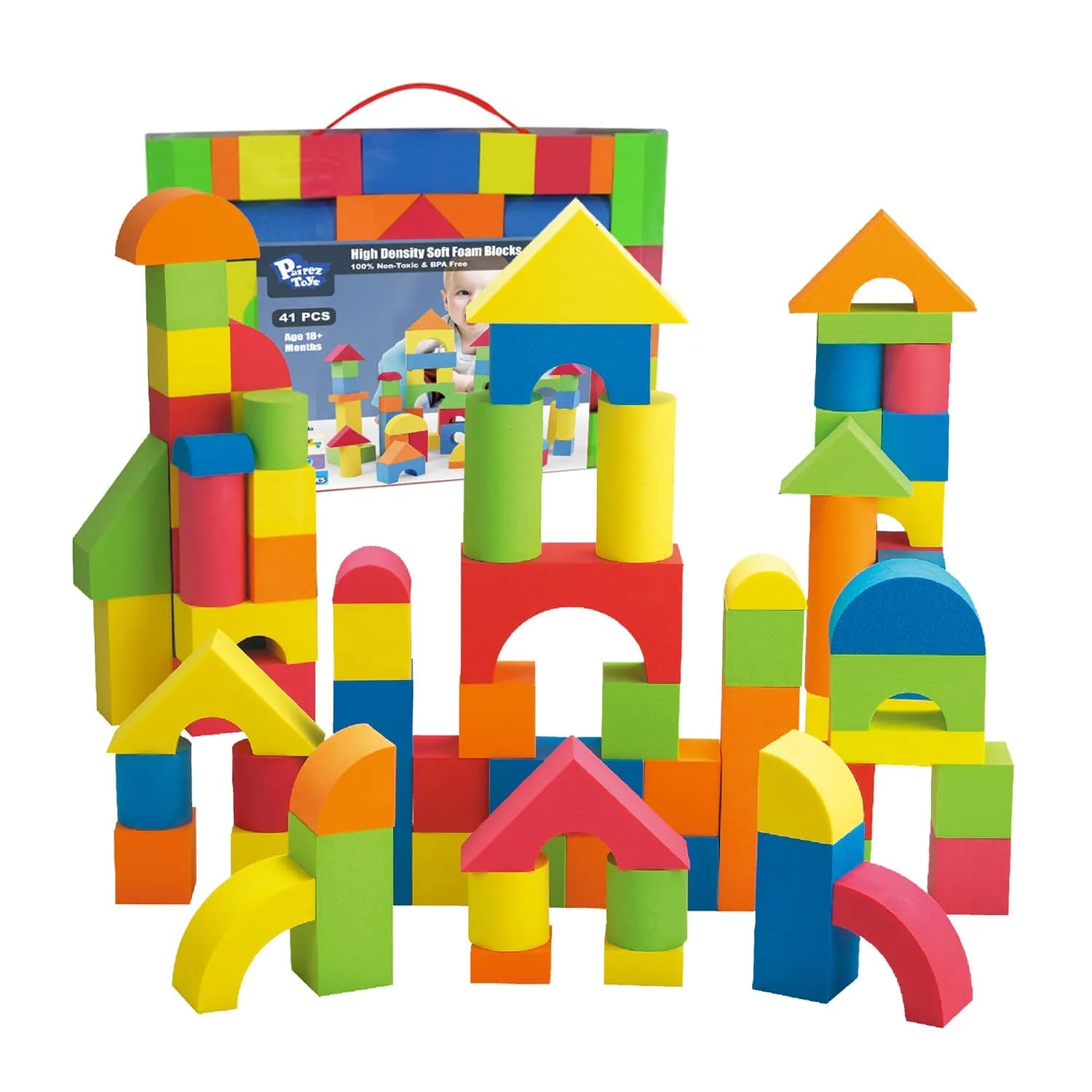 Pairez Toys Foam Building Blocks for Toddlers 2-4, 41PCS EVA Soft Blocks | Non-Toxic & BPA-Free Educational Toy - main product image