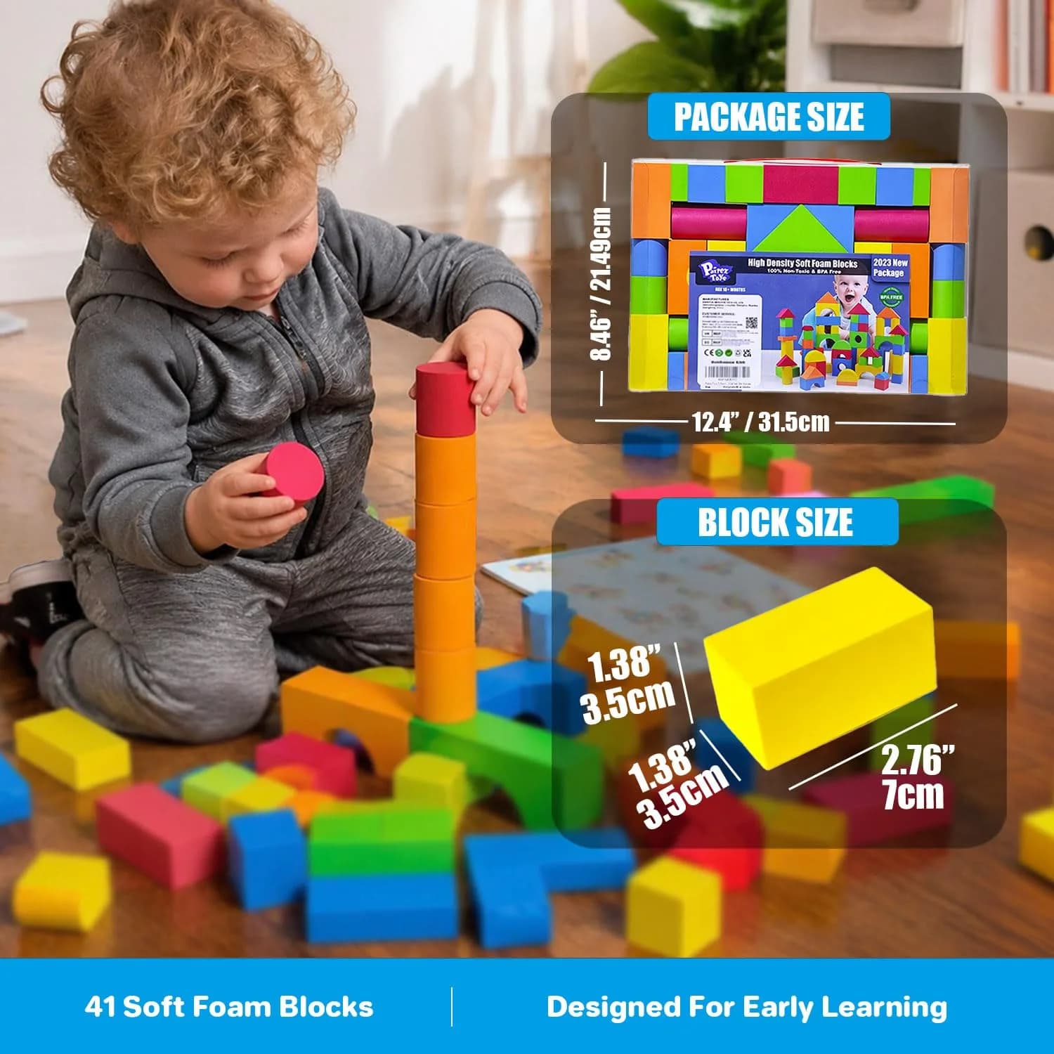 Pairez Toys Foam Building Blocks for Toddlers 2-4, 41PCS EVA Soft Blocks | Non-Toxic & BPA-Free Educational Toy - view 7